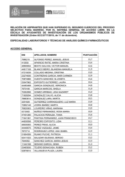 Relaci&oacute;n de aspirantes que han superado el segundo ejercicio del