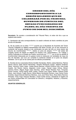 Se somete a consideraci&oacute;n del Tribunal Pleno, el orden del d&iacute;a a