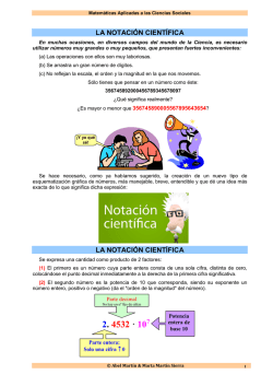 La Notaci&oacute;n Cient&iacute;fica y orden de magnitud