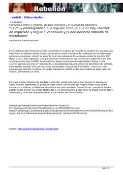 "Es muy paradigm  ico que alguien critique que no hay libertad de