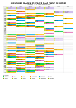 Horario de clases en Gimnasio en Sant Adria de Besos