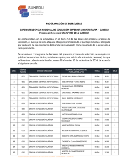 PROGRAMACI&Oacute;N DE ENTREVISTAS