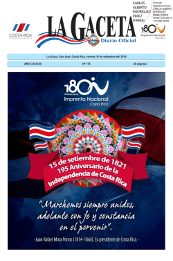 LA GACETA N&deg; 178 de la fecha 16 09 2016