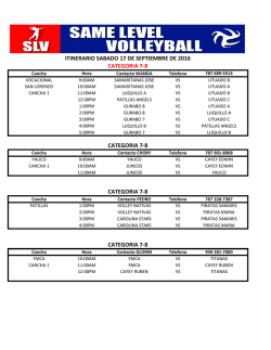 ITINERARIO SABADO 17 DE SEPTIEMBRE DE 2016 CATEGORIA