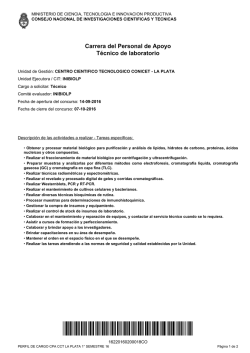 INIBIOLP &ndash; T&eacute;cnico de laboratorio / Del 14 de