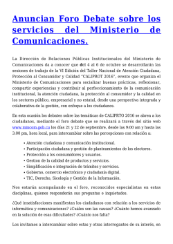 Anuncian Foro Debate sobre los servicios del Ministerio de