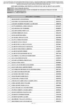 listado general de postulantes en el local de evaluaci&oacute;n