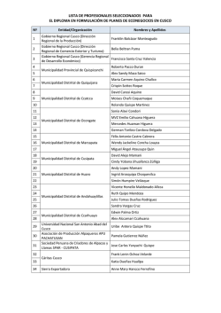 LISTA DE PROFESIONALES SELECCIONADOS PARA EL