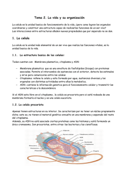 Tema 2. La vida y su organizaci&oacute;n 1. La celula