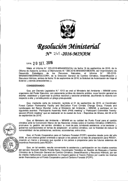 Resoluci&oacute;n Ministerial N&deg; 261 -2016-MINAM