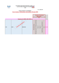 Session d`automne 2016-2017 S1 Semestre S1-MIP
