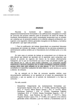 Anuncio calificaciones totales y finales definitivas y listas de