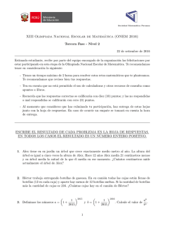 Tercera Fase, Nivel 2 - Olimpiada Nacional Escolar de Matem&aacute;tica