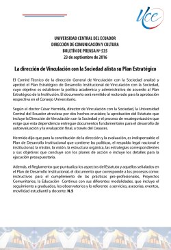 La direcci&oacute;n de Vinculaci&oacute;n con la Sociedad alista su Plan Estrat&eacute;gico