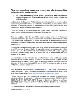 Abre convocatoria de becas para j&oacute;venes con talento