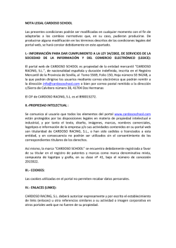 NOTA LEGAL CARDOSO SCHOOL Las presentes condiciones