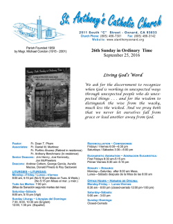 26th Sunday in Ordinary Time September 25, 2016