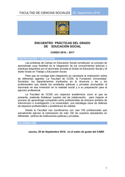 Programa &ldquo;Encuentro de Pr&aacute;cticas del grado en Educaci&oacute;n Social&rdquo;