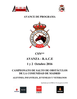 Avance de Programa. CSN** y Campeonato de la CAM 2016