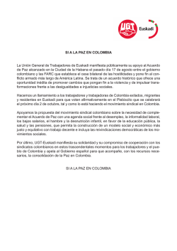 S&iacute; a la paz en Colomb&iacute;a