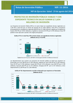Al 26 de agosto a nivel Pa&iacute;s se tiene proyectos de inversi&oacute;n