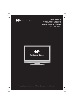 ce tv lcd 19sd3 mode d`emploi operating instructions manual