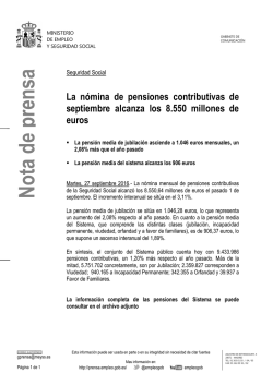Nota de prensa - Ministerio de Empleo y Seguridad Social