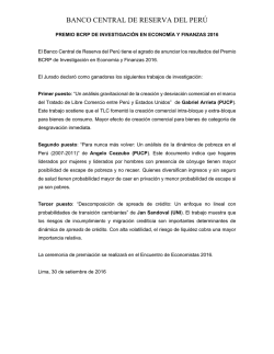 Resultados del Premio BCRP de Investigaci&oacute;n en Econom&iacute;a y