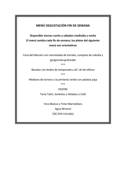 MEN&Uacute; DEGUSTACI&Oacute;N FIN DE SEMANA