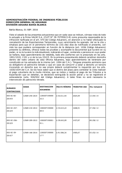 Aviso Aduana Bahia Blanca