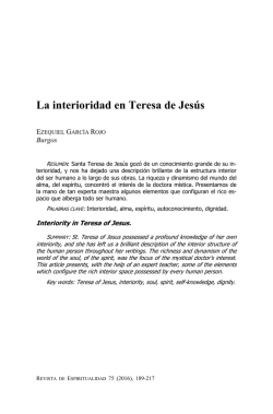 La interioridad en Teresa de Jes&uacute;s