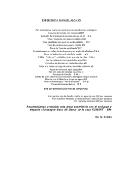 carta - Restaurante Casa Manolo. Manuel Alonso