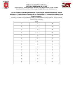 Lista de aspirantes aceptados para presentar la evaluaci&oacute;n de