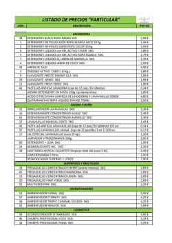 LISTADO DE PRECIOS "PARTICULAR"