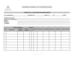FORMATO No. 2: RELACI&Oacute;N DE BENEFICIARIOS