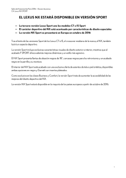 EL LEXUS NX ESTAR&Aacute; DISPONIBLE EN VERSI&Oacute;N SPORT