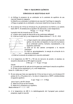 TEMA 4: EQUILIBRIOS QU&Iacute;MICOS EJERCICIOS DE