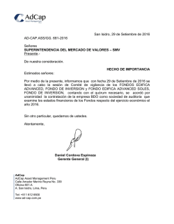 San Isidro, 29 de Setiembre de 2016 AD-CAP.ASS/GG. 681