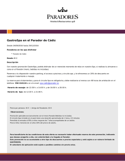 Paradores de Turismo - GastroSpa en el Parador de C&aacute;diz