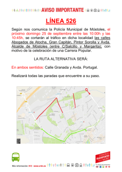 Recorrido L&iacute;nea L526 el domingo 25-09