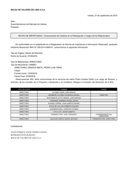 BOLSA DE VALORES DE LIMA SAA martes, 27 de