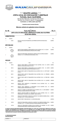bolet&iacute;n laboral * * * junta local de conciliaci&oacute;n y arbitraje tijuana