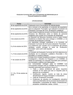 CRONOGRAMA Fecha Actividad 26 de septiembre de 2016