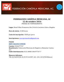 FEDERACION CAN&Oacute;FILA MEXICANA, AC 12 de octubre 2016