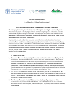 Mountain Partnership Products In collaboration with Slow Food