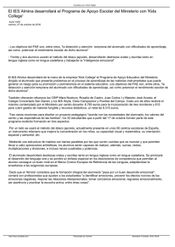 El IES Almina desarrollar&aacute; el Programa de Apoyo