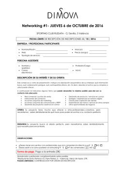 Networking #1- JUEVES 6 de OCTUBRE de 2016