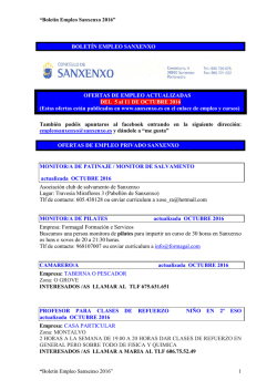 Bolet&iacute;n de ofertas de empleo privado de Sanxenxo (05/10/2016)