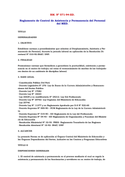 RM. N&ordm; 571-94-ED. Reglamento de Control de Asistencia y