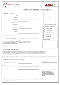 hoja de inscripci&oacute;n de jugadores